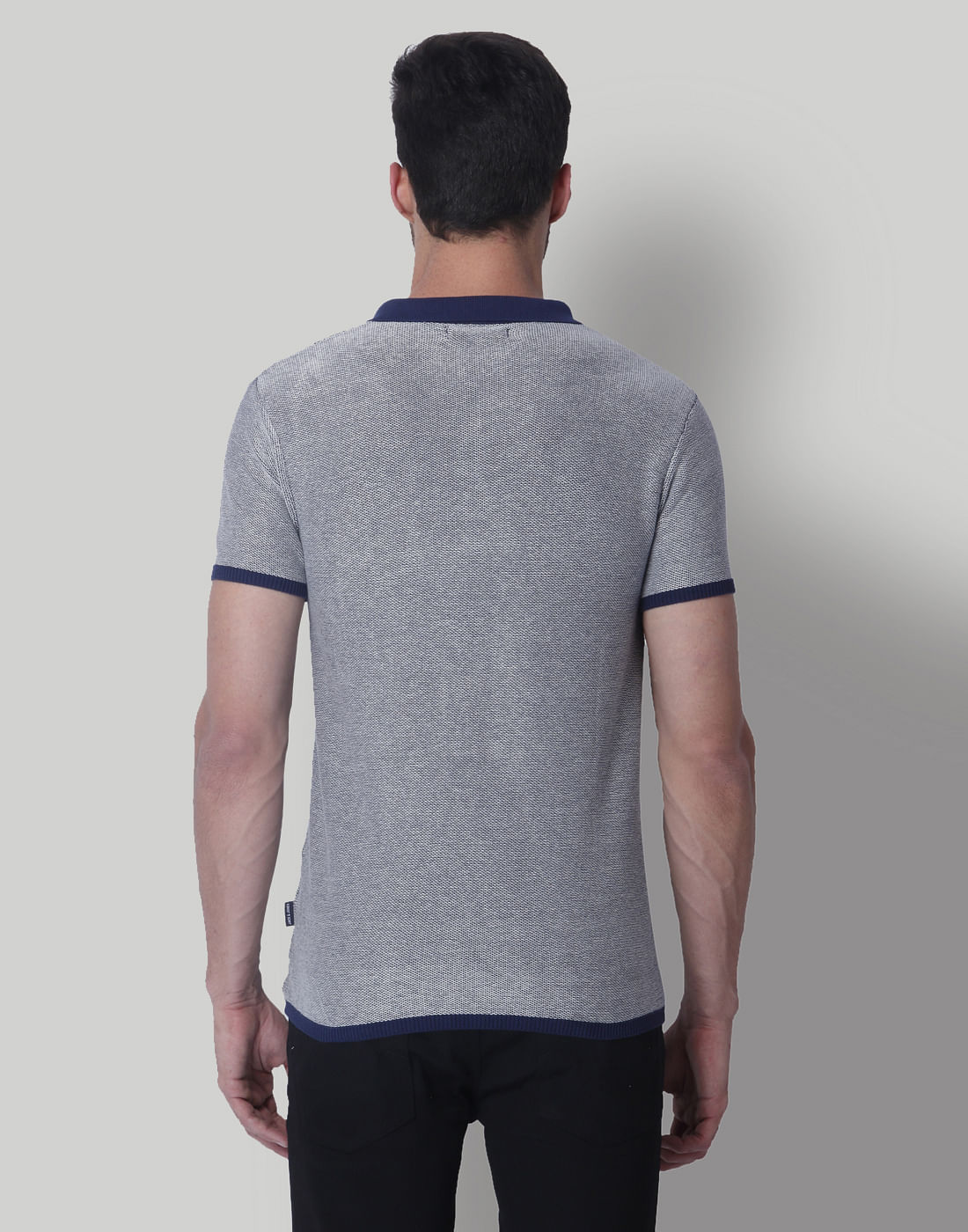 Grey & Blue Polo Neck T-Shirt