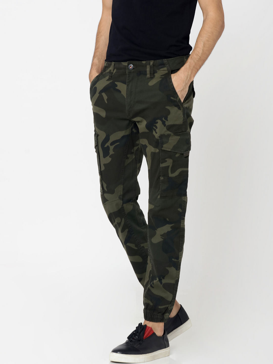 Green Camo Print Anti -Fit Pants