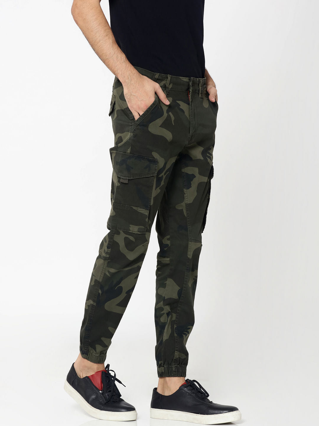 Green Camo Print Anti -Fit Pants