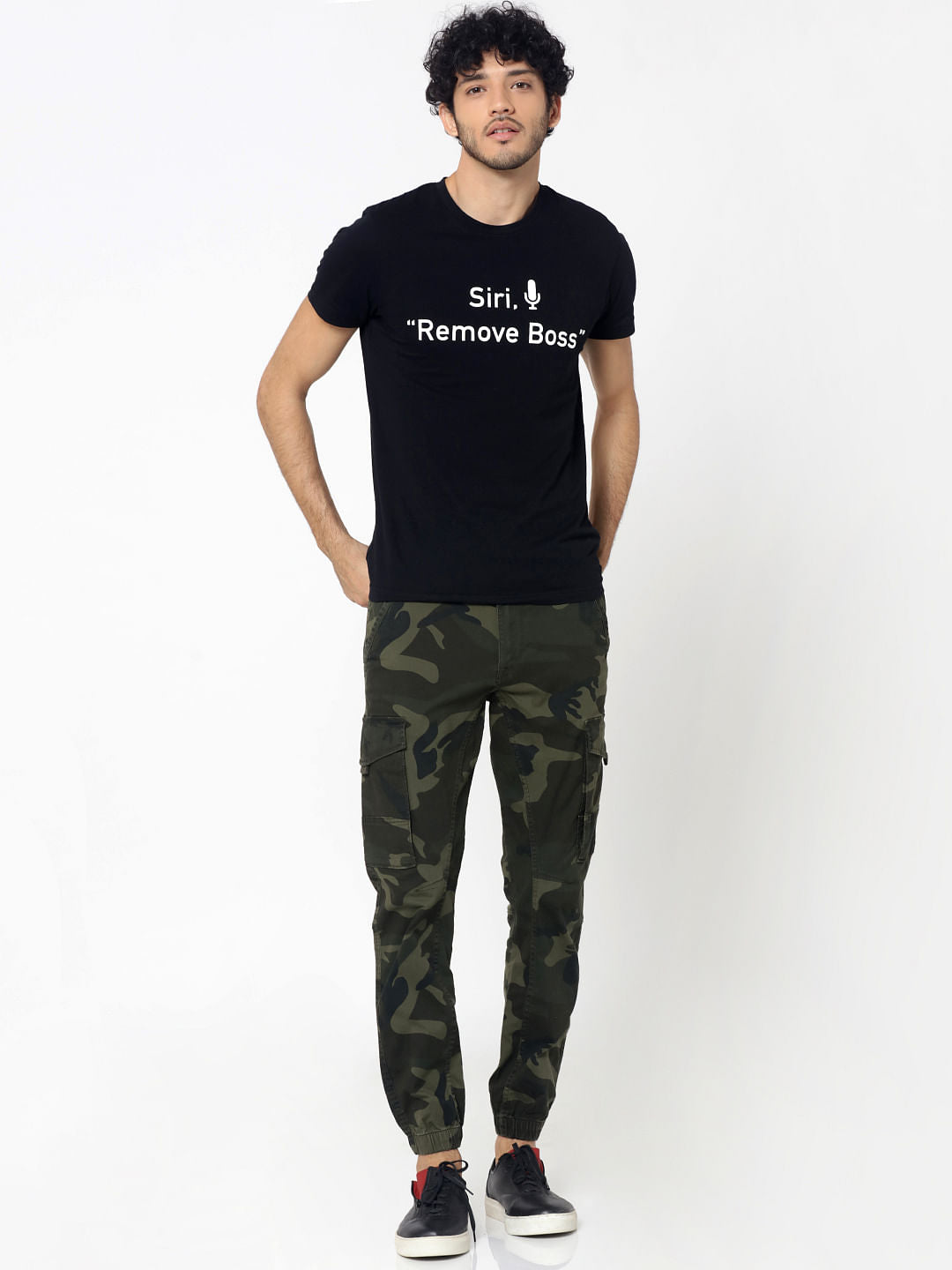 Green Camo Print Anti -Fit Pants