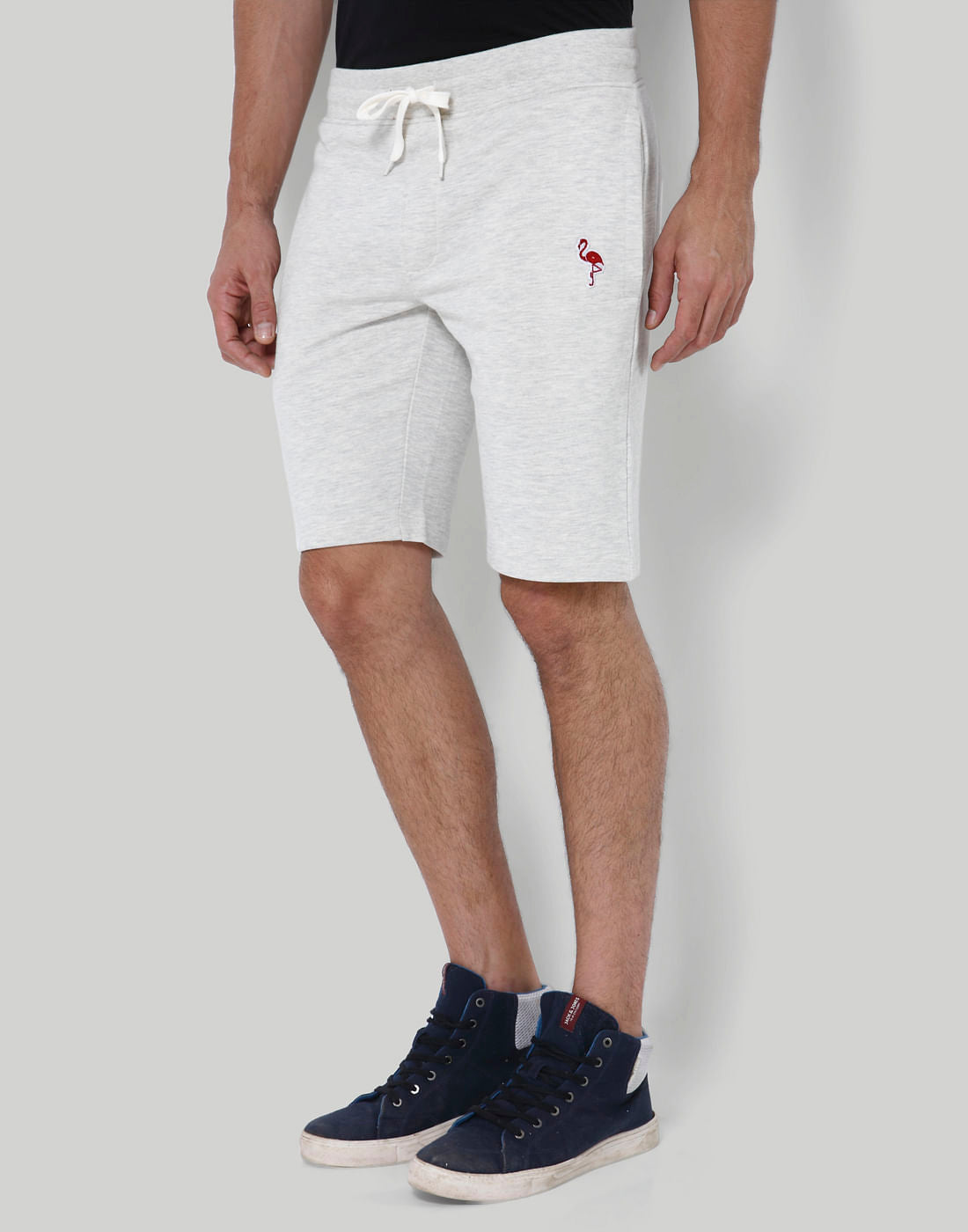 Light Grey Flamingo Print Sweatshorts