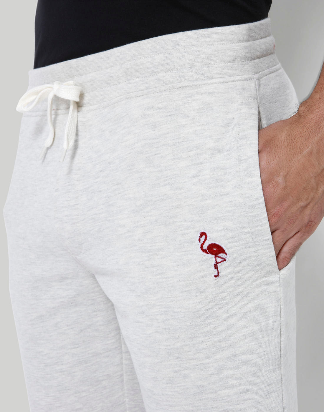 Light Grey Flamingo Print Sweatshorts