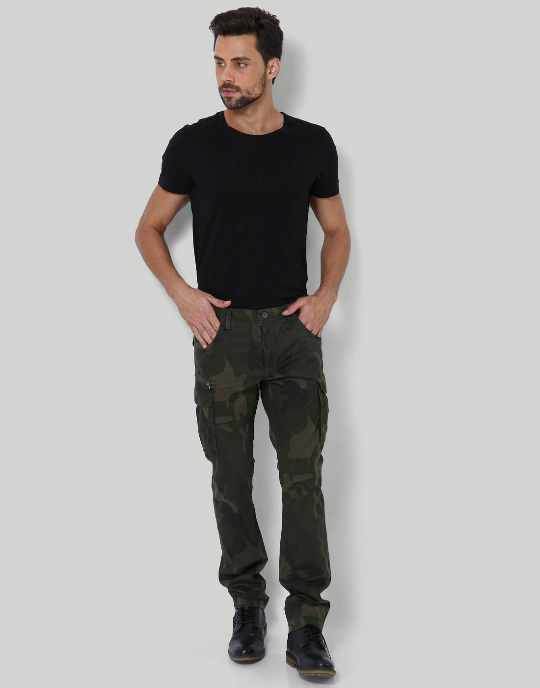 Green Camo Print Pants