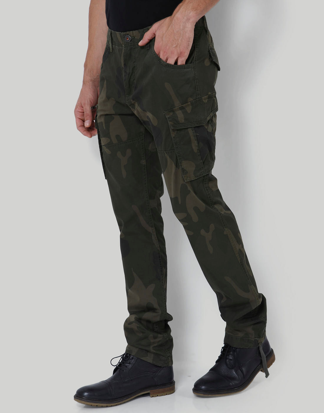 Green Camo Print Pants