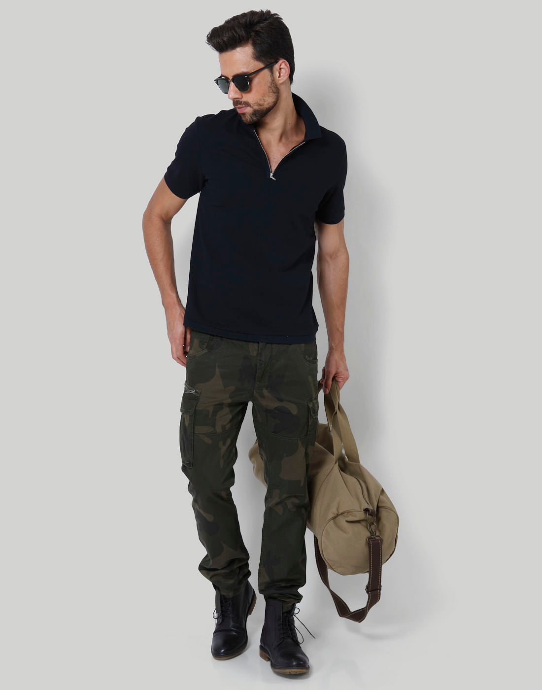 Green Camo Print Pants