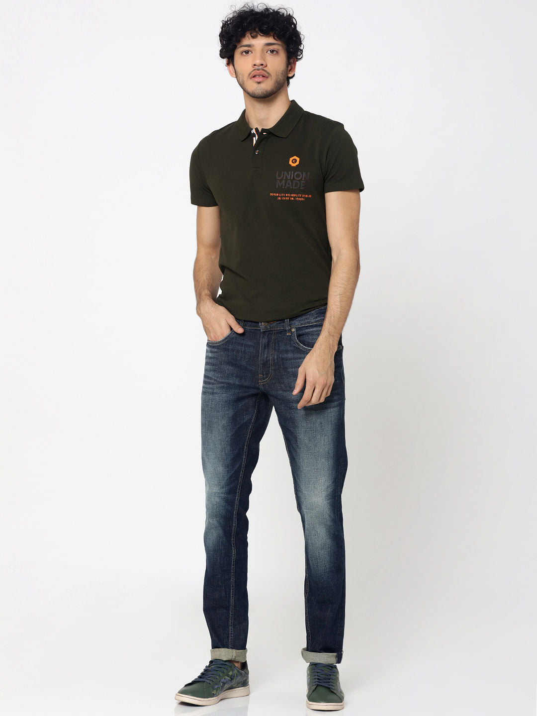 Olive Green Patch Pocket Polo T-Shirt