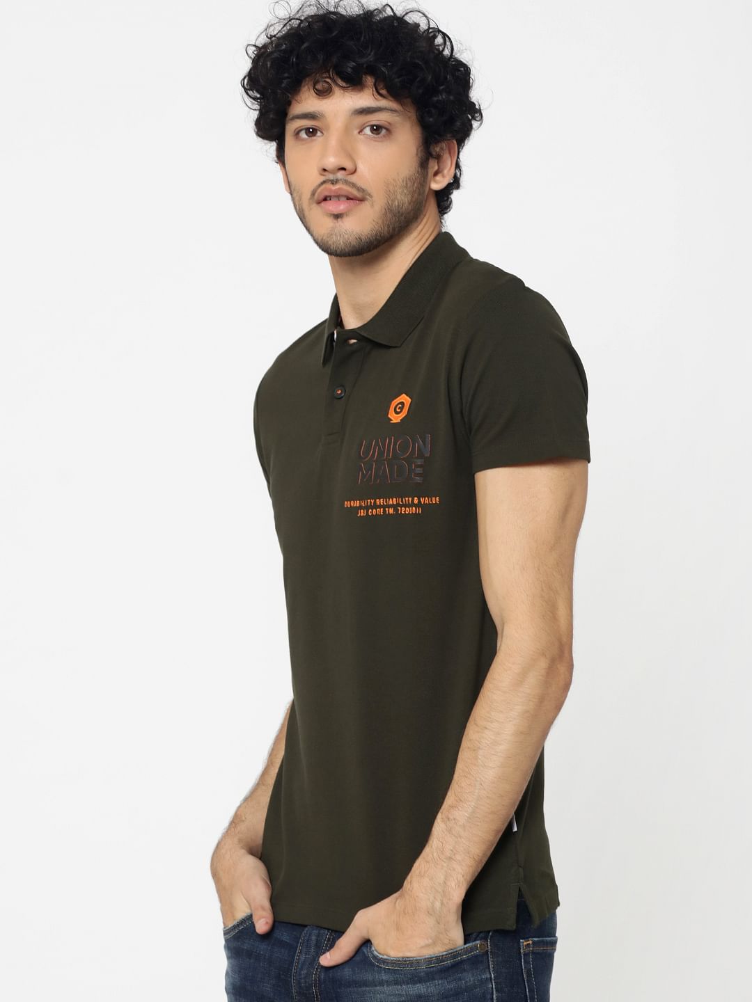 Olive Green Patch Pocket Polo T-Shirt