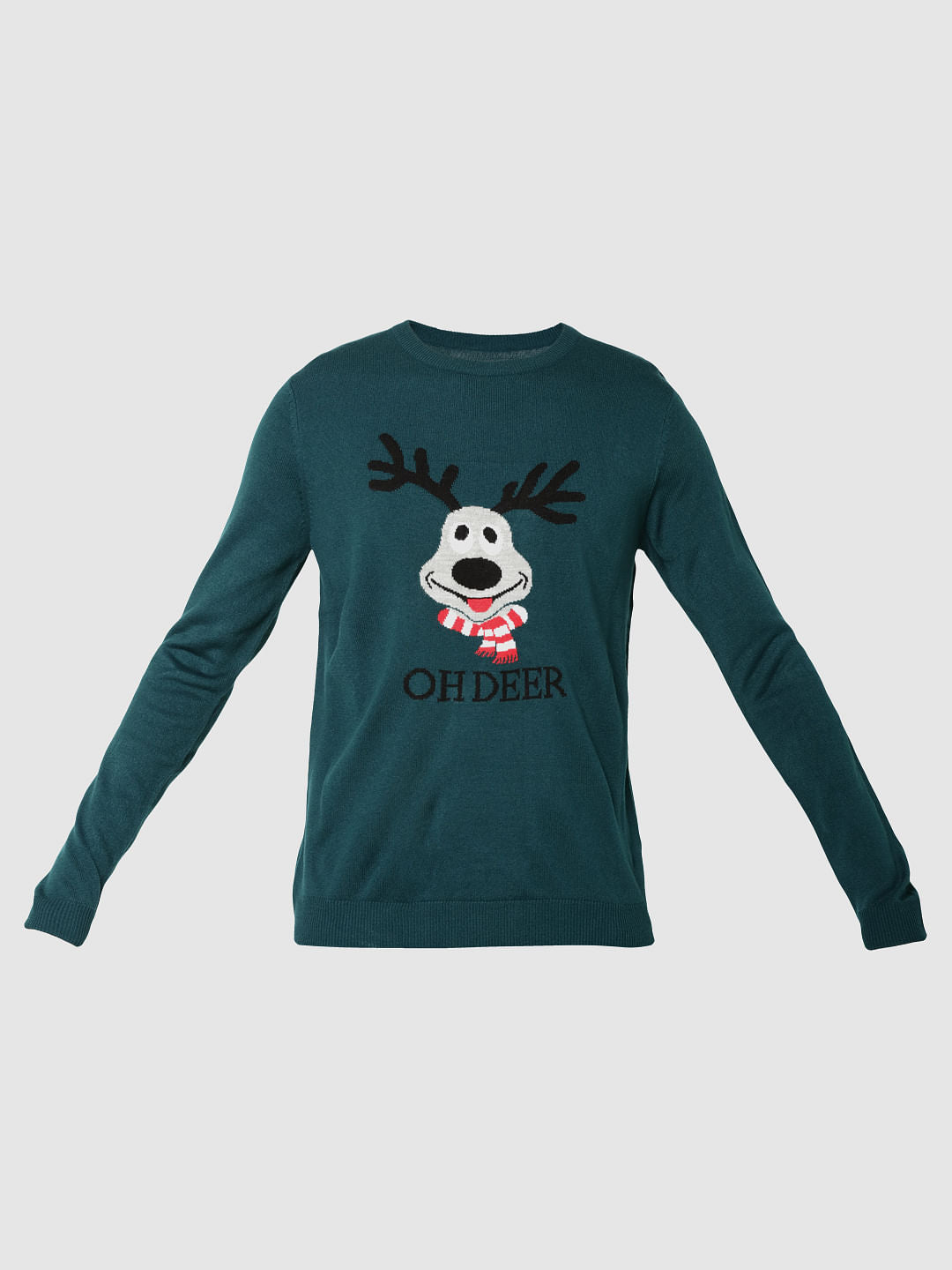 Green Deer Print Sweater