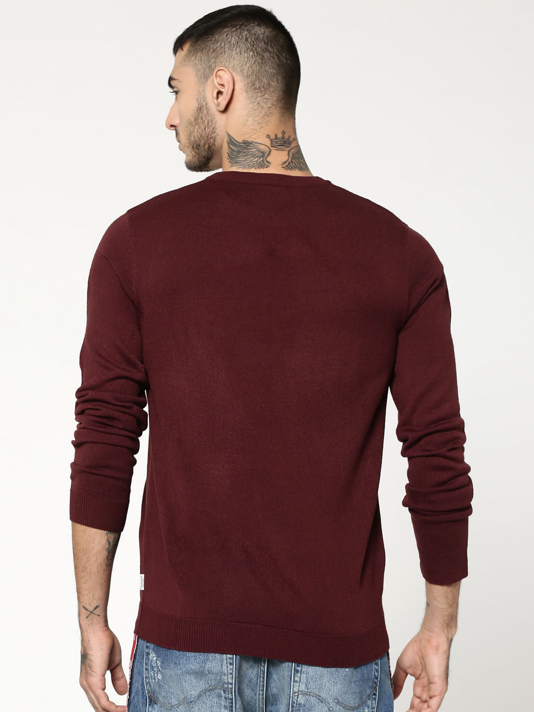 Burgundy Snowman Print Sweater