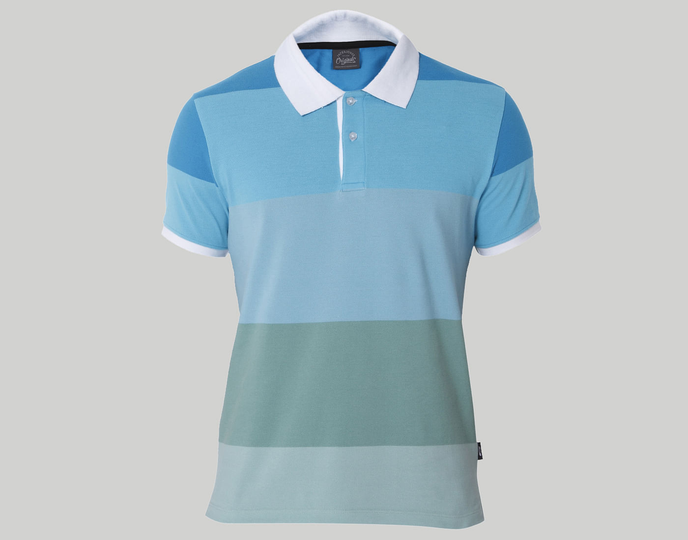 Turquoise Colour Blocked Polo T-Shirt