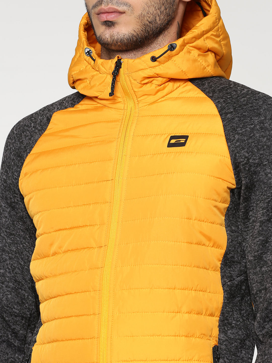 Colour Blocked Hooded Bomber Jacket