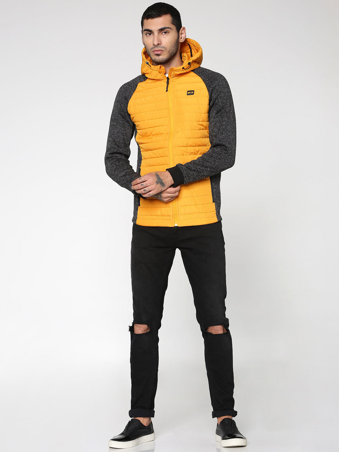 Colour Blocked Hooded Bomber Jacket