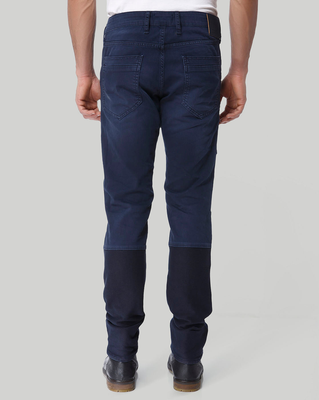 Dark Bluelow Rise Slim Fit Biker Jeans