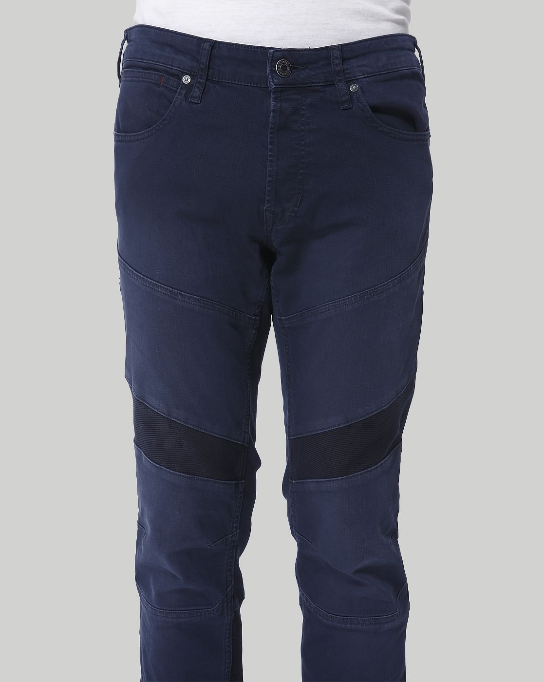 Dark Bluelow Rise Slim Fit Biker Jeans