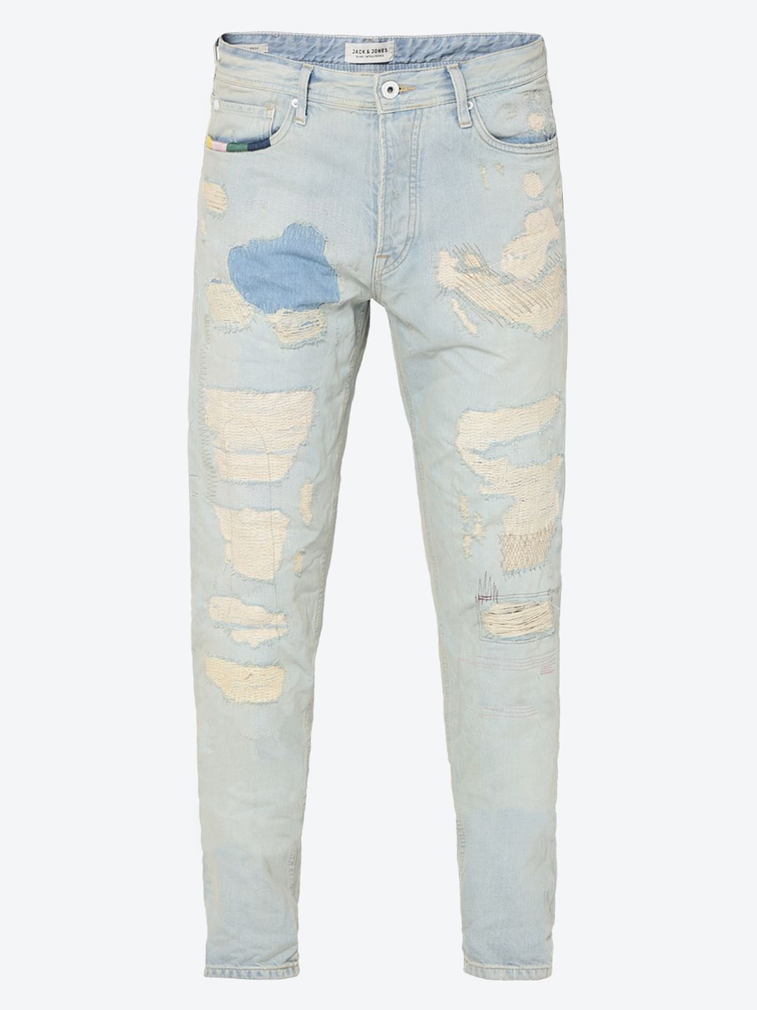 Light Blue Heavy Distressed Erik Anti -Fit Jeans
