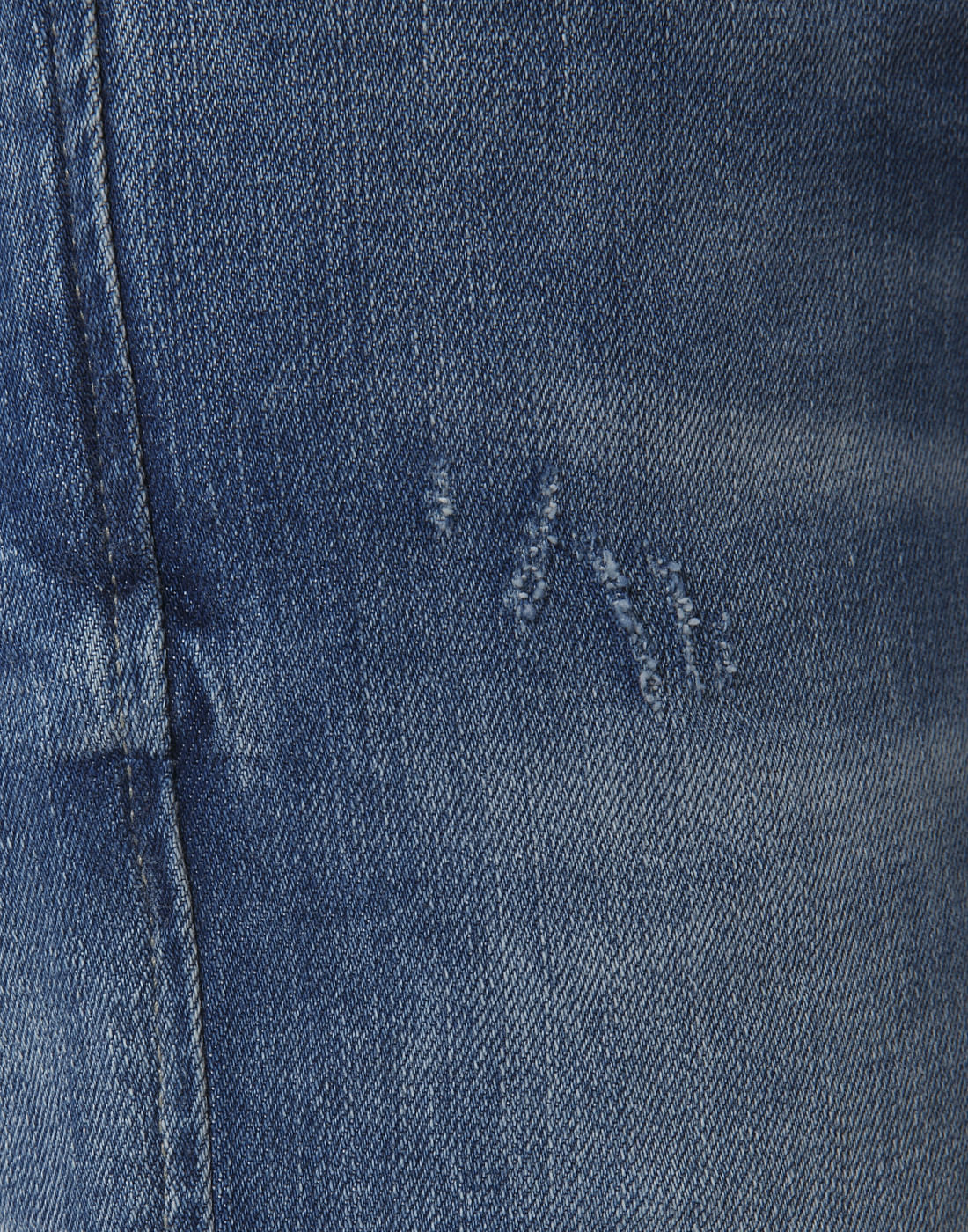 Blue Distressed Low Rise Slim Fit Jeans