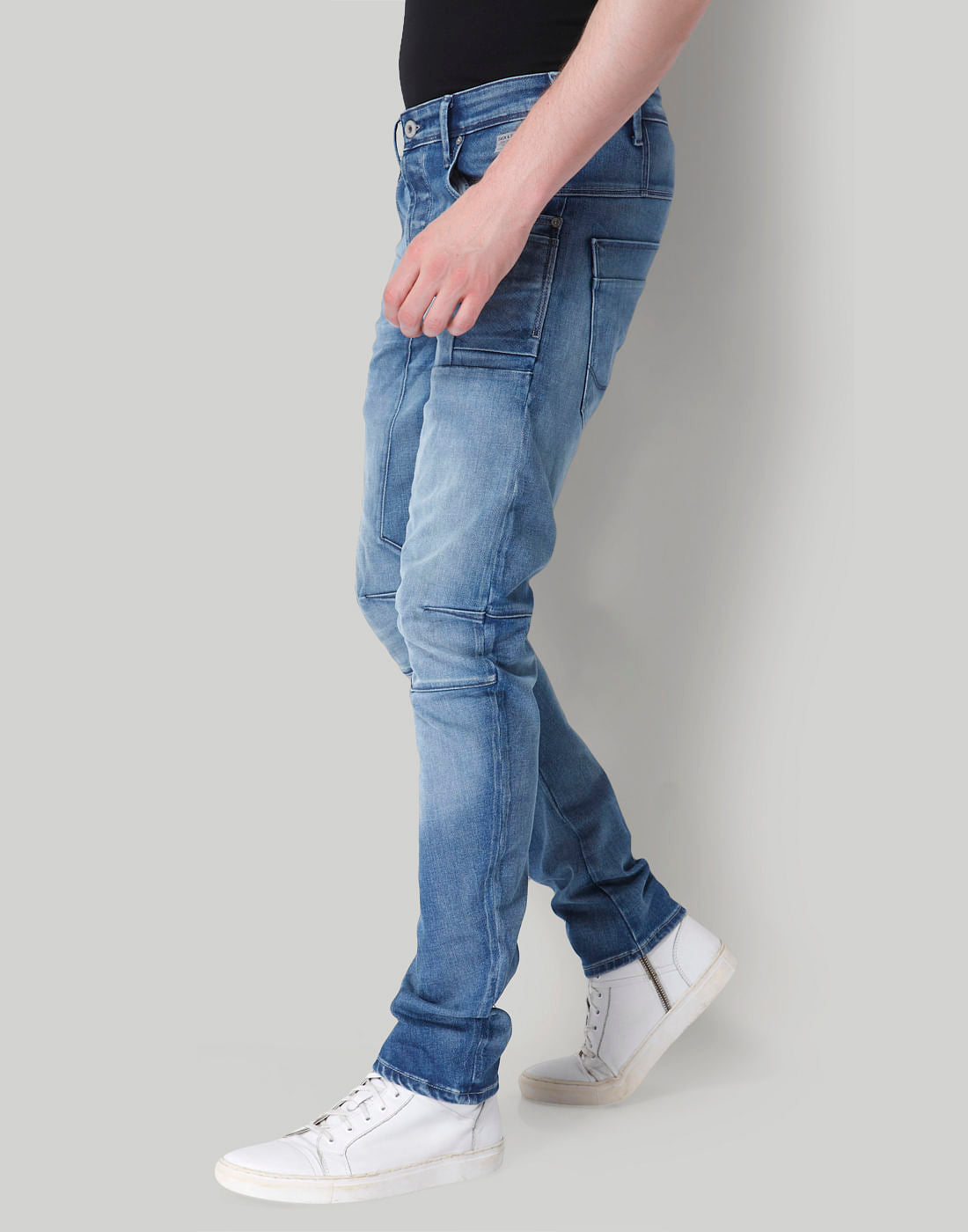 Light Blue Mid Rise Tapered Fit Jeans