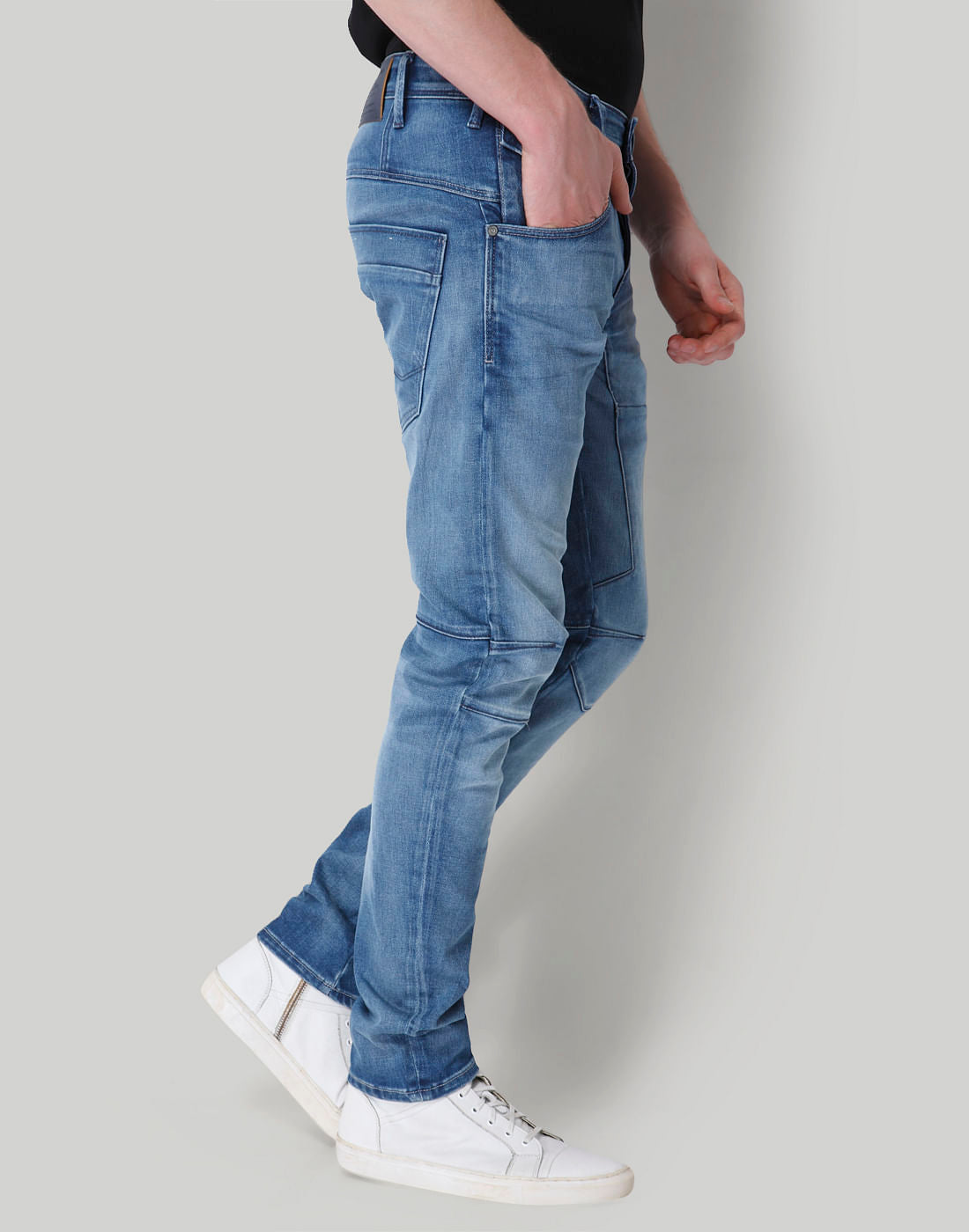 Light Blue Mid Rise Tapered Fit Jeans