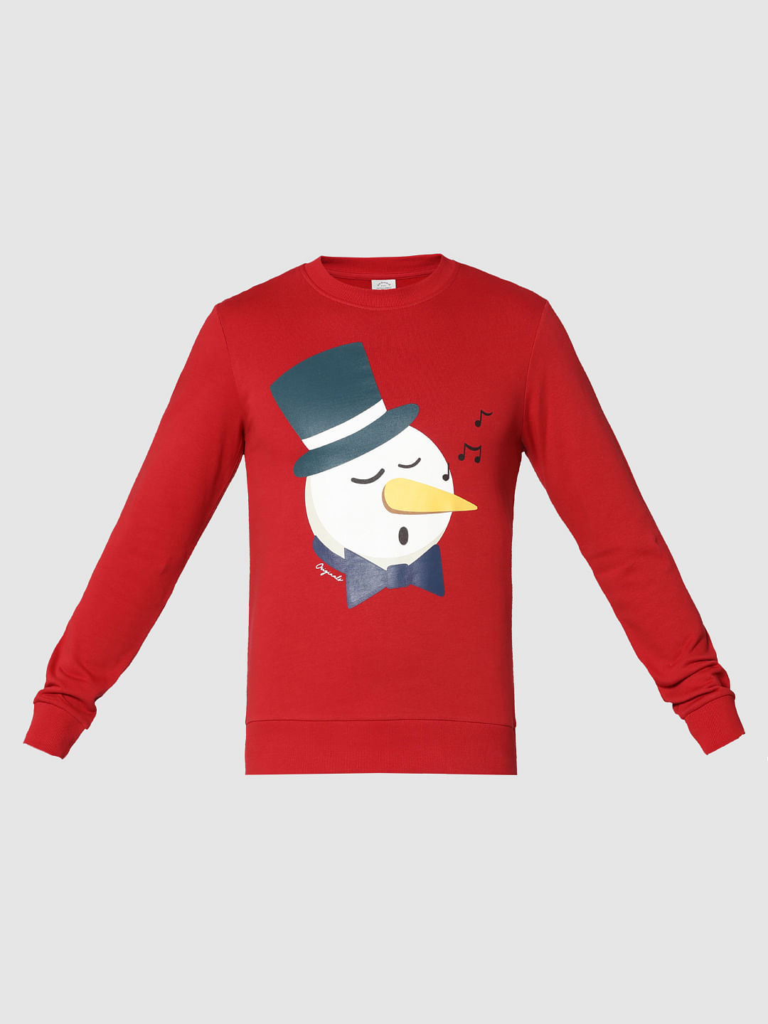 Red Snowman Print Crew Neck Sweatshirt