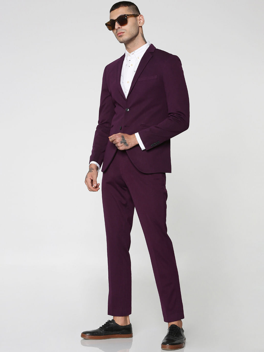 Purple Slim Fit Trousers