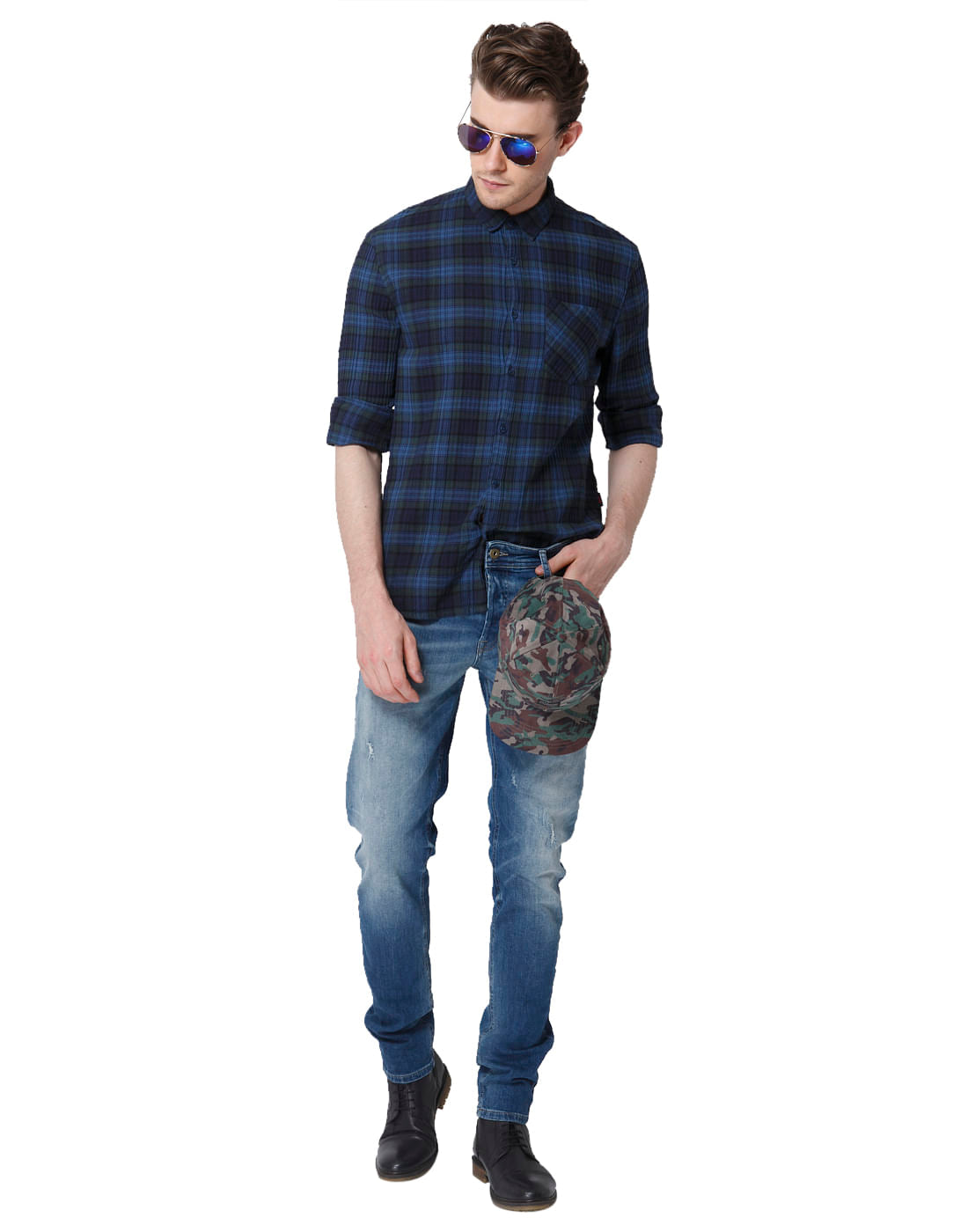 Blue & Black Check Shirt