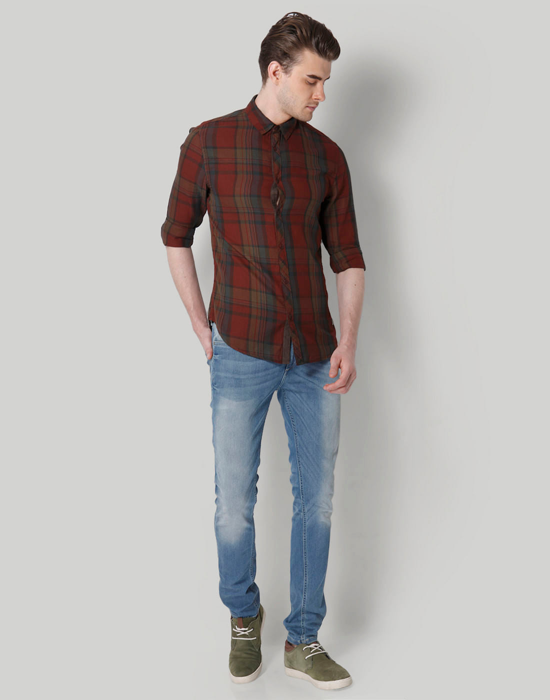 Red Check Slim Fit Shirt