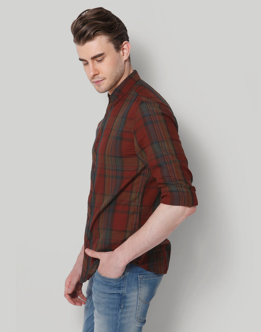 Red Check Slim Fit Shirt