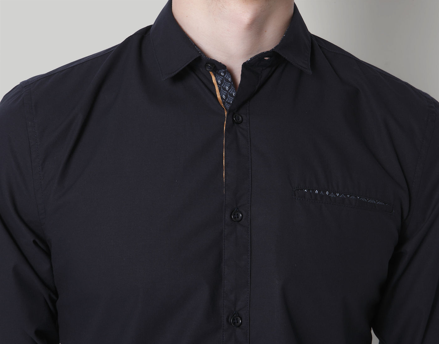 Black Contrast Piping Detail Shirt