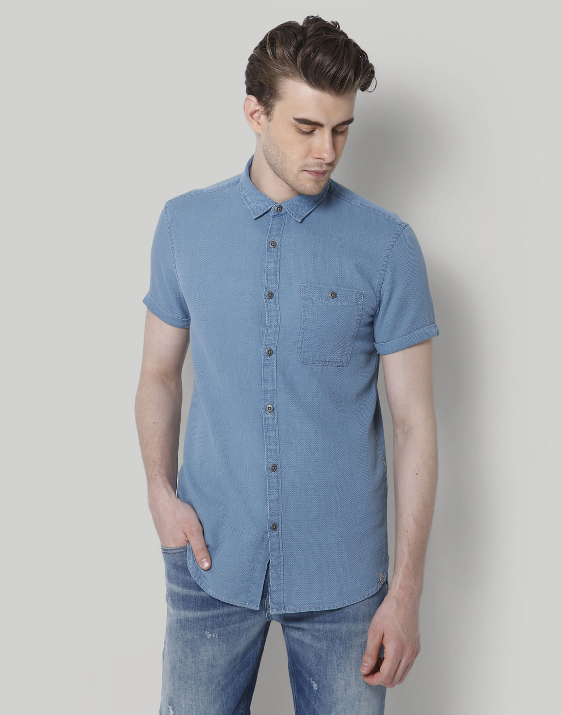 Blue Denim Regular Fit Shirt