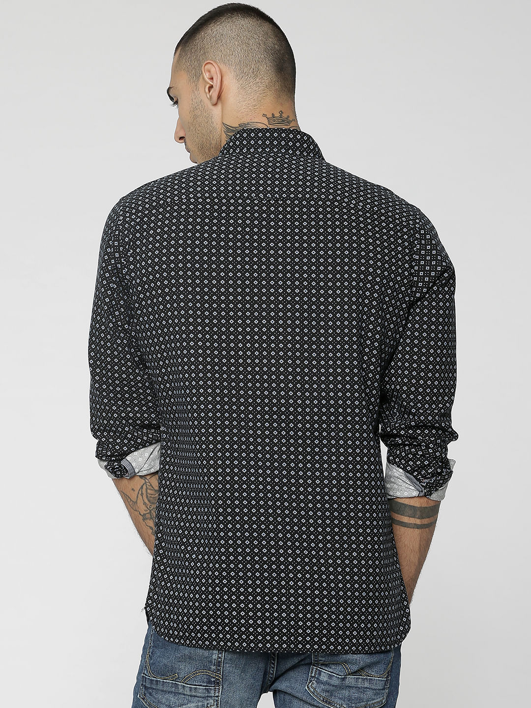 Black All Over Print Full Sleeves Shirt