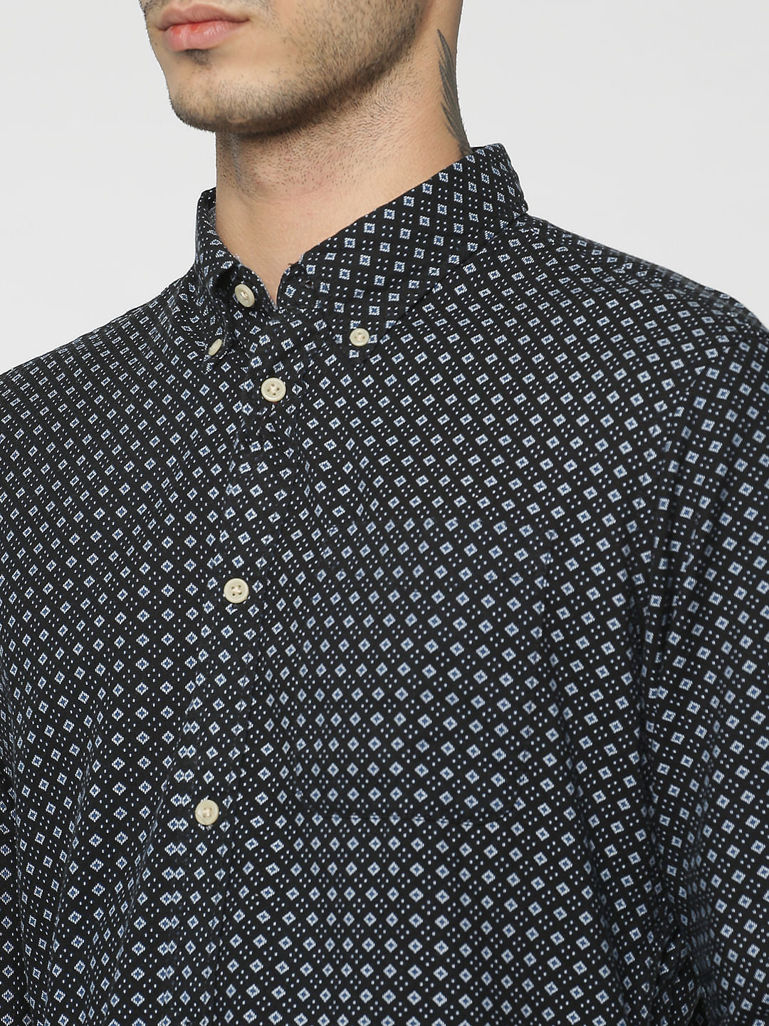 Black All Over Print Full Sleeves Shirt