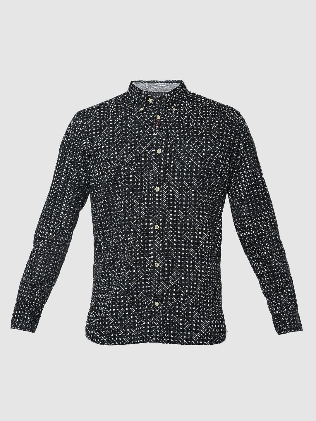 Black All Over Print Full Sleeves Shirt