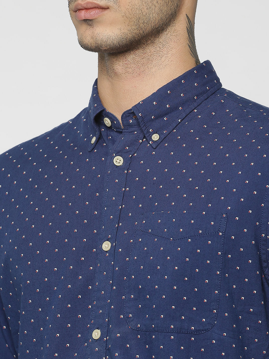 Blue All Over Print Full Sleeves Shirt