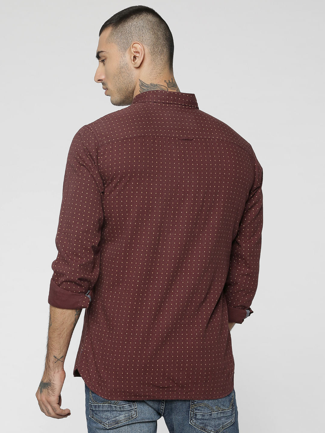 Brown All Over Print Full Sleeves Shirt