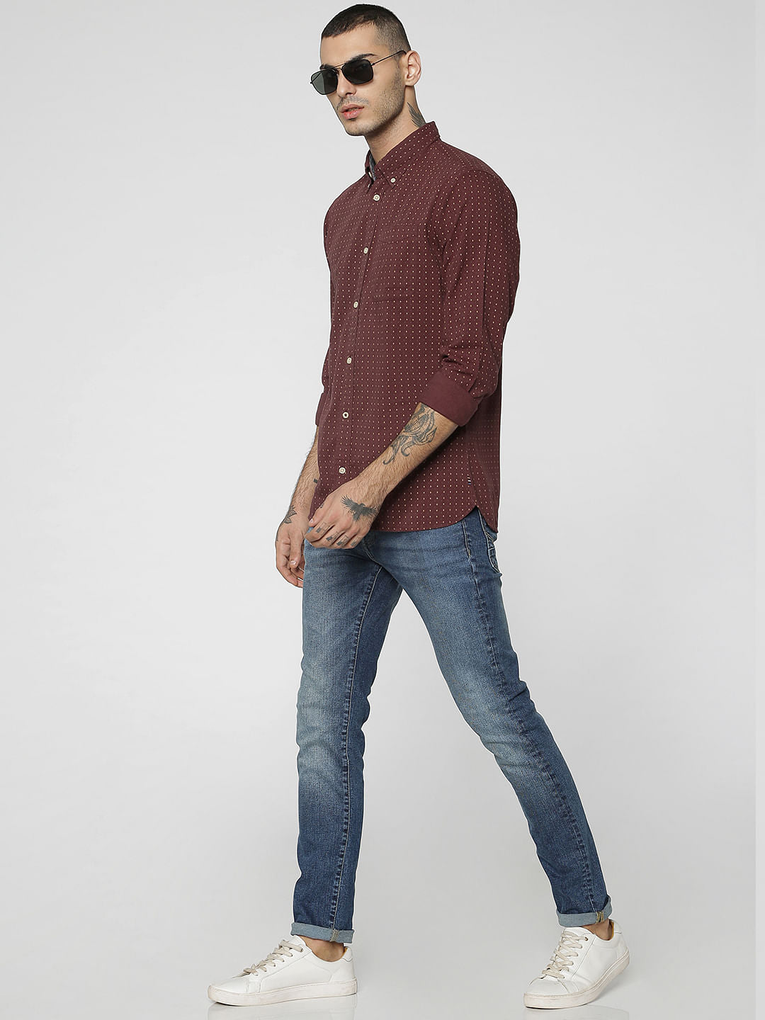 Brown All Over Print Full Sleeves Shirt