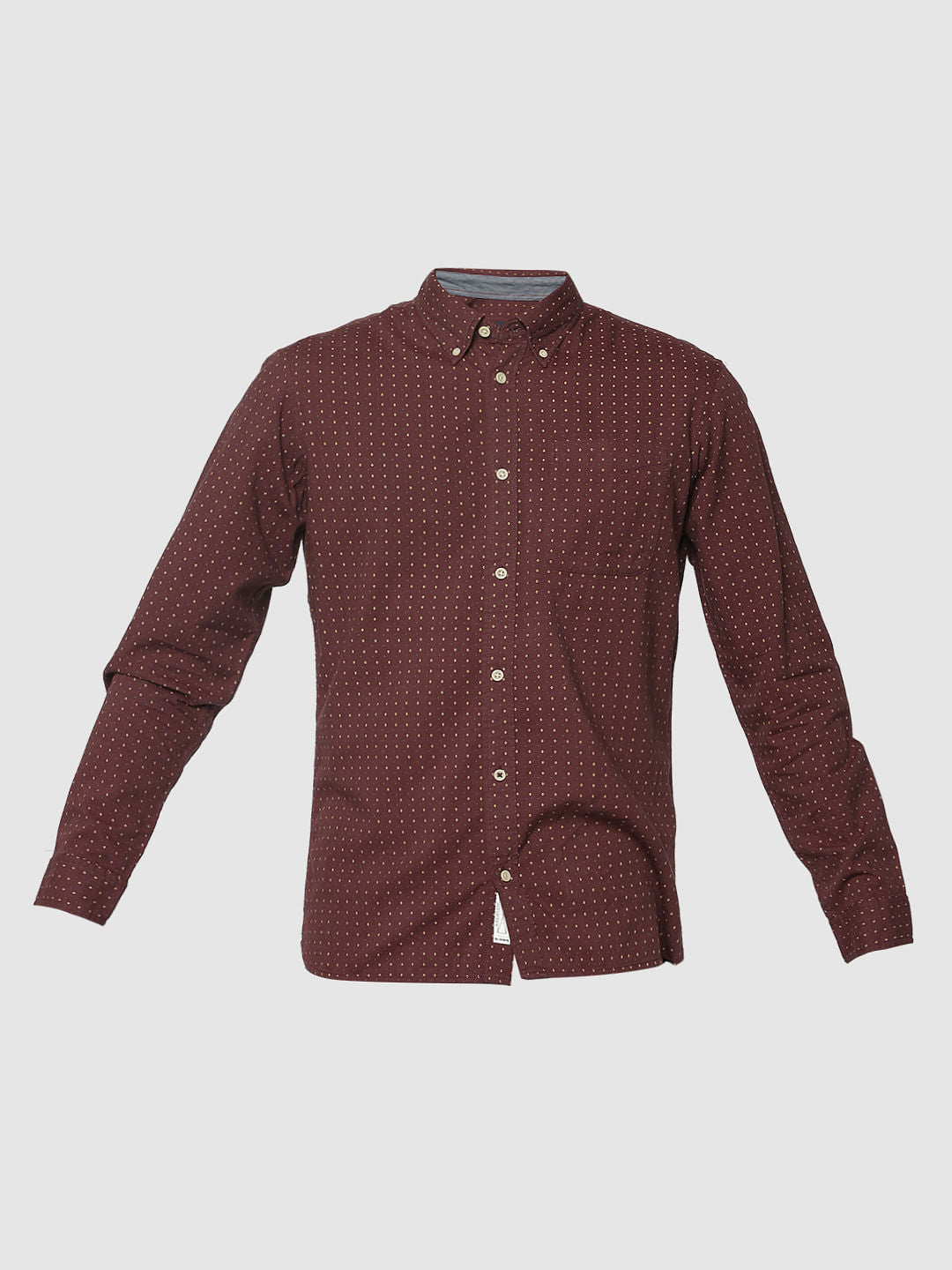 Brown All Over Print Full Sleeves Shirt