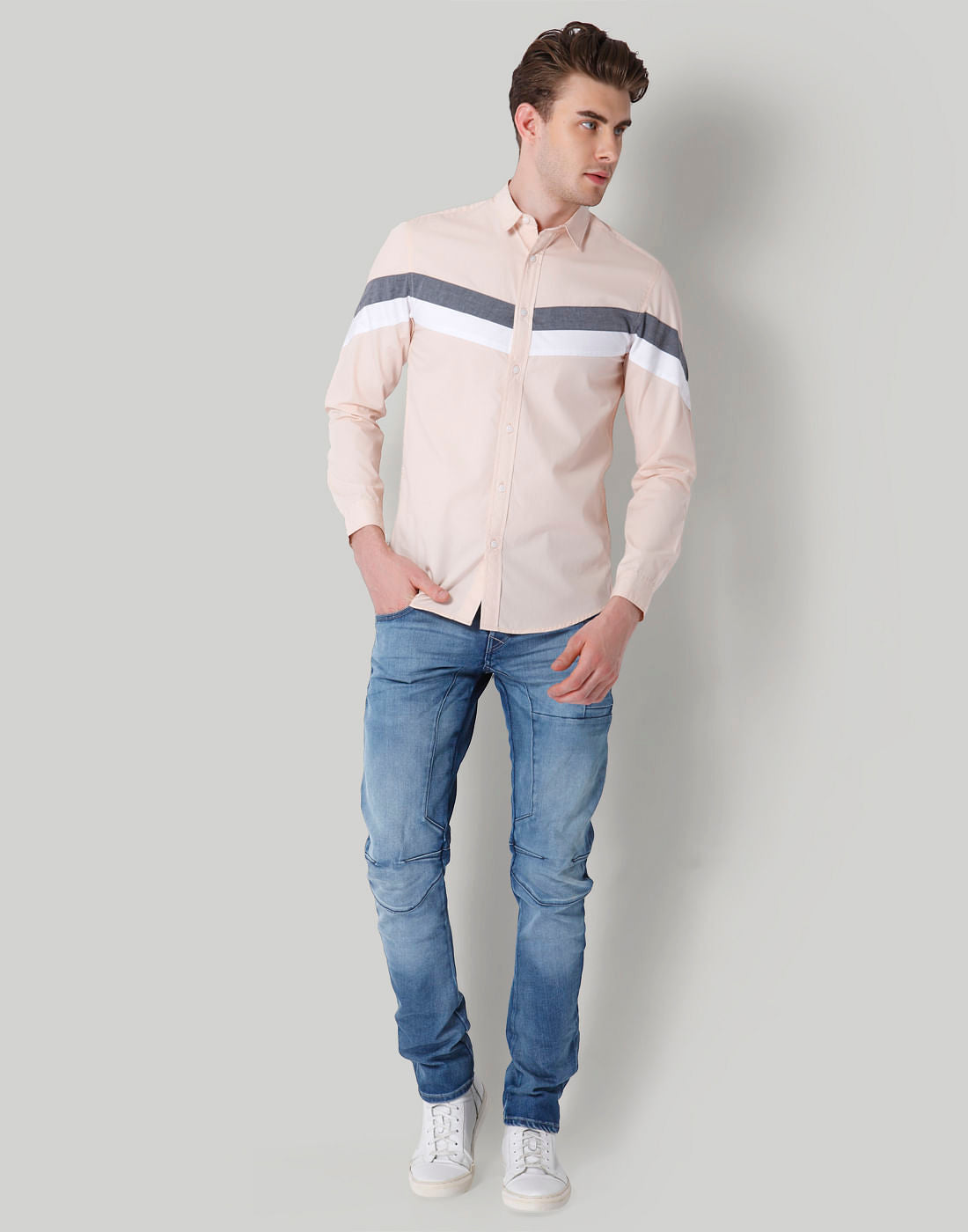 Beige Striped Shirt