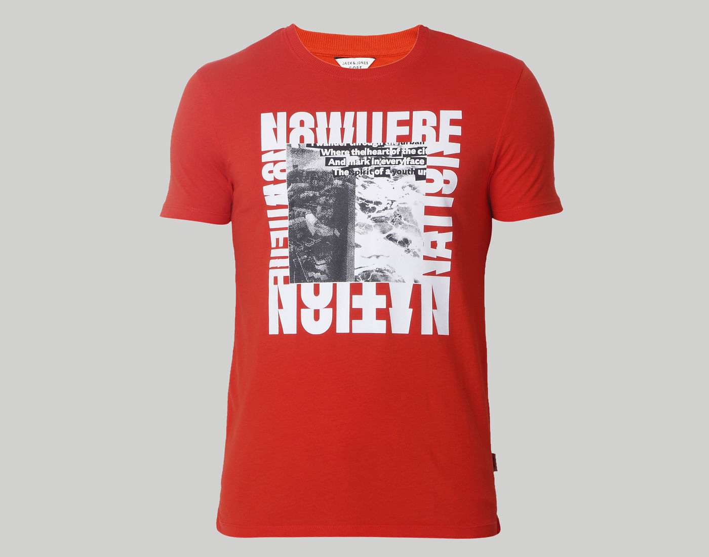 Bright Red Graphic Print Crew Neck T-Shirt