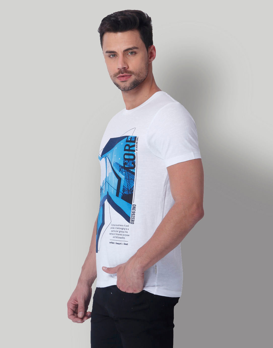 White Graphic Print Crew Neck T-Shirt