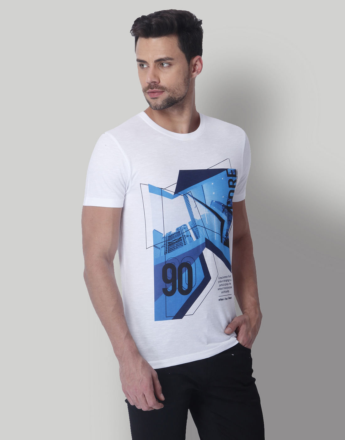 White Graphic Print Crew Neck T-Shirt