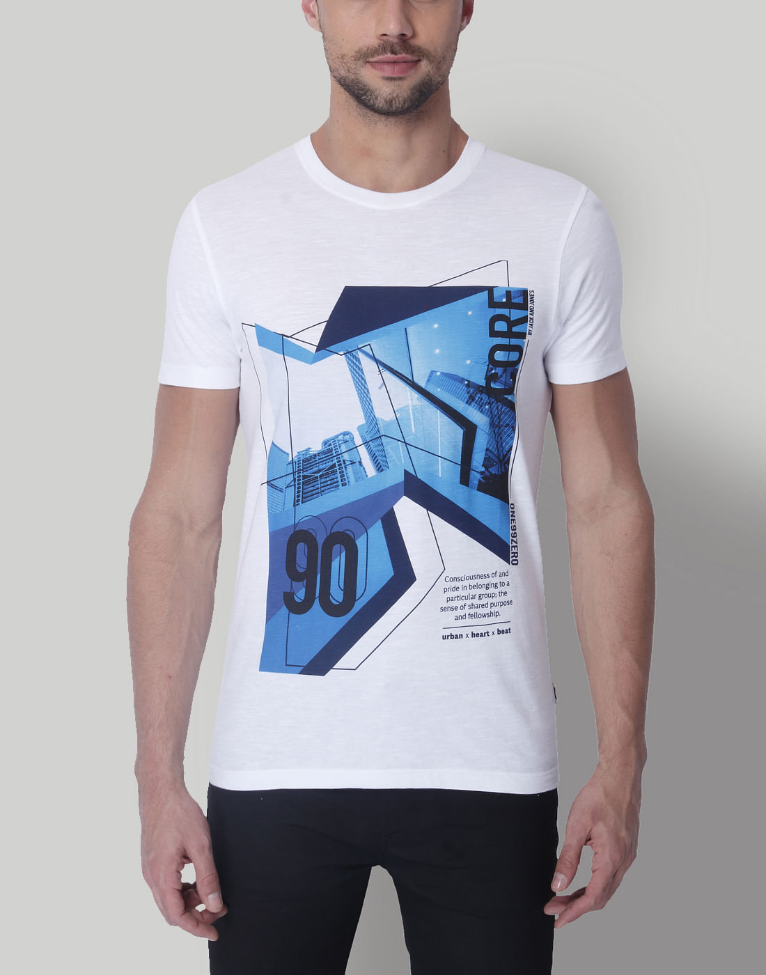 White Graphic Print Crew Neck T-Shirt