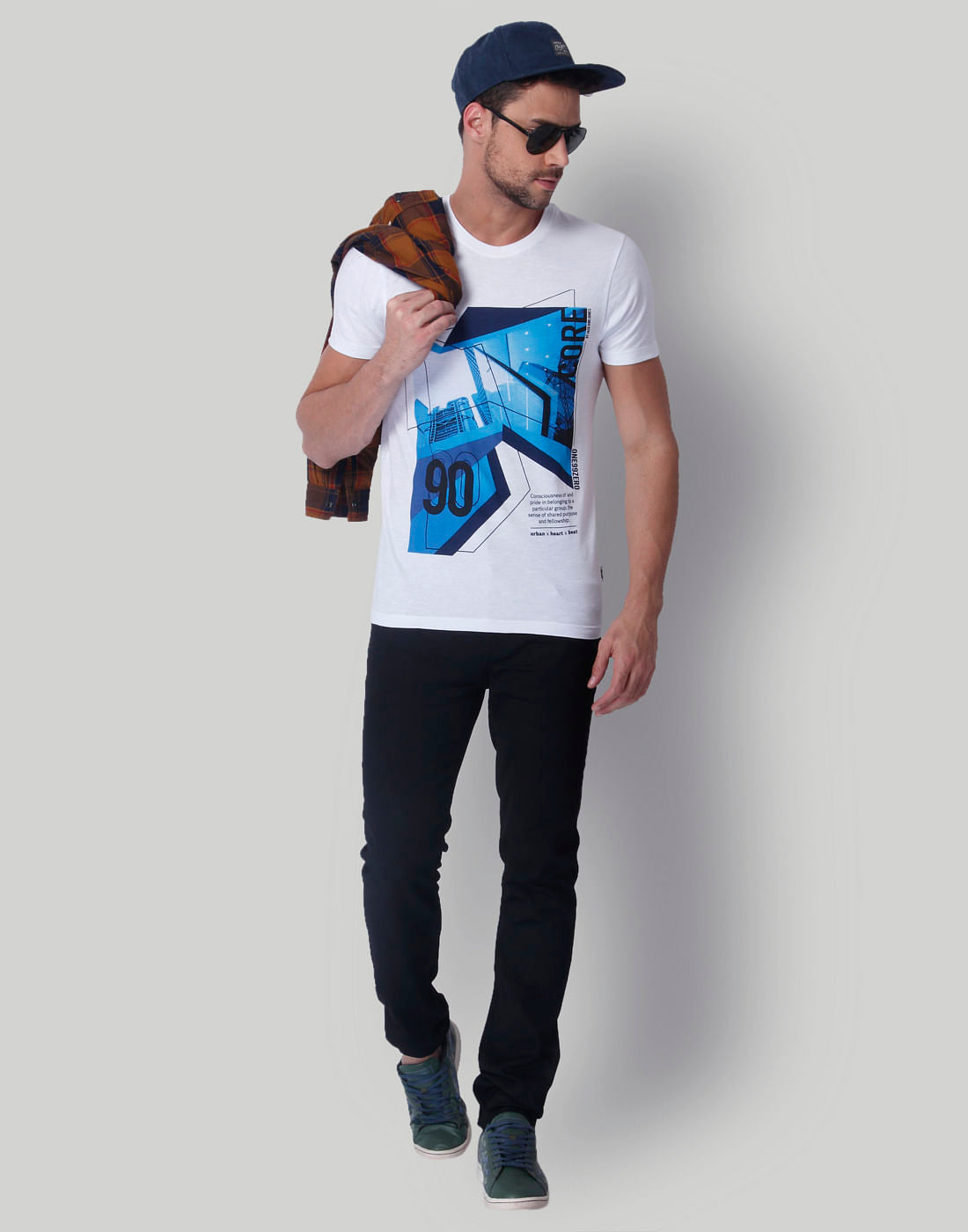 White Graphic Print Crew Neck T-Shirt