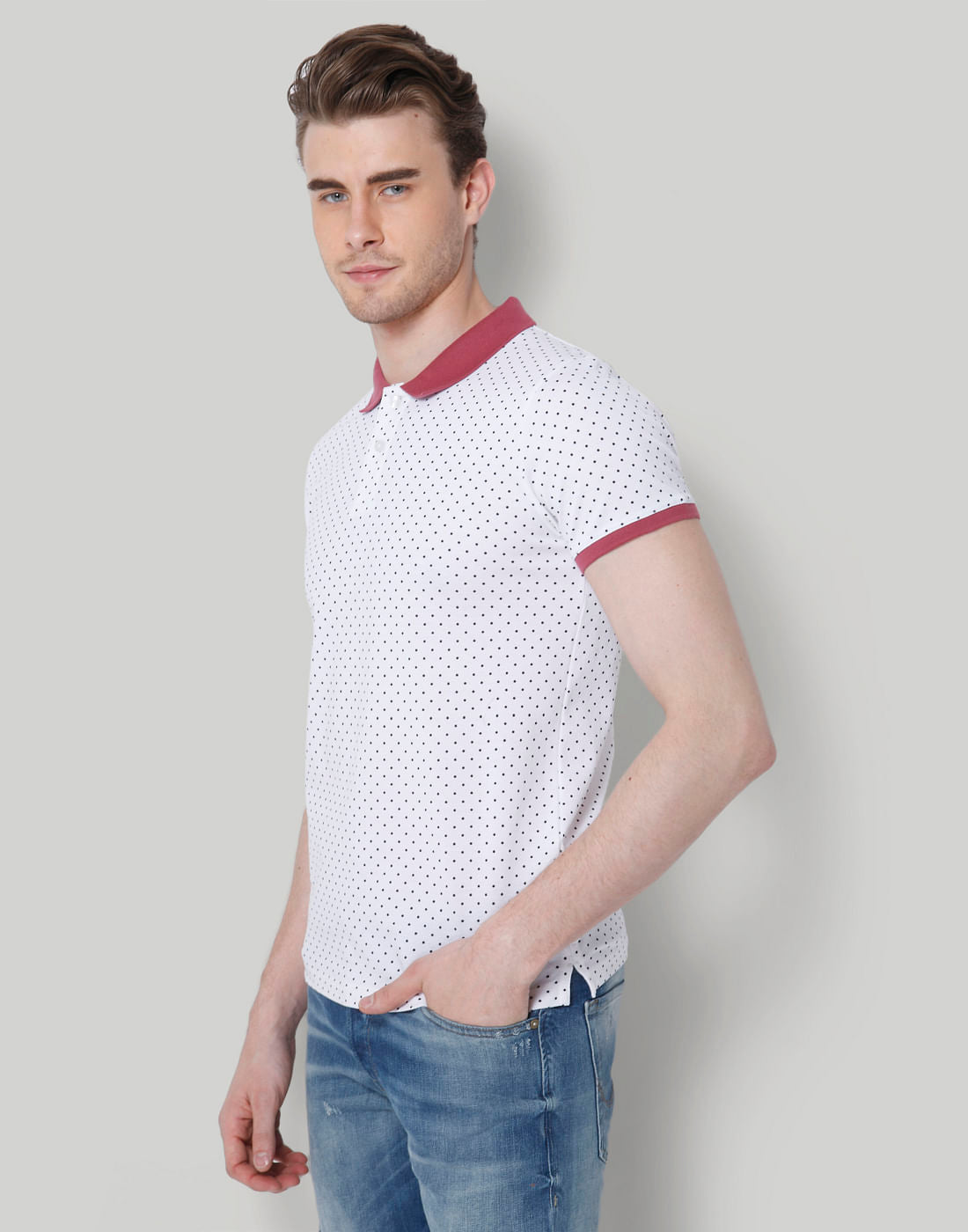 White Dotted Polo T-Shirt