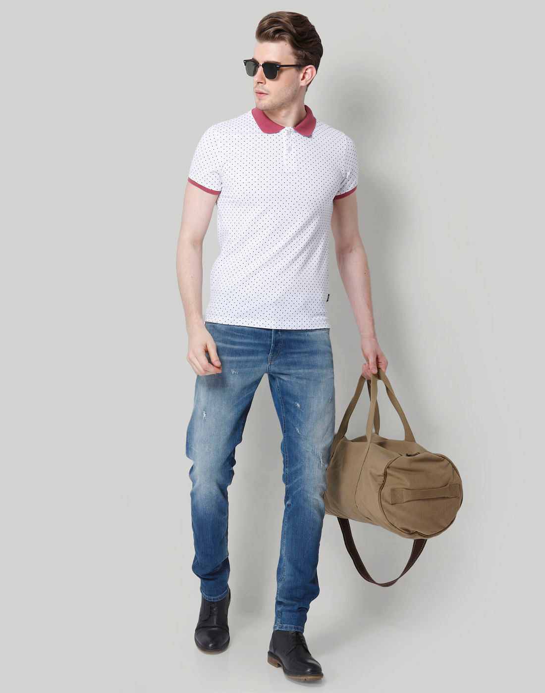 White Dotted Polo T-Shirt