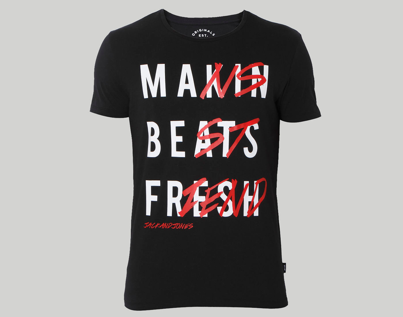Black Text Print Crew Neck T-Shirt