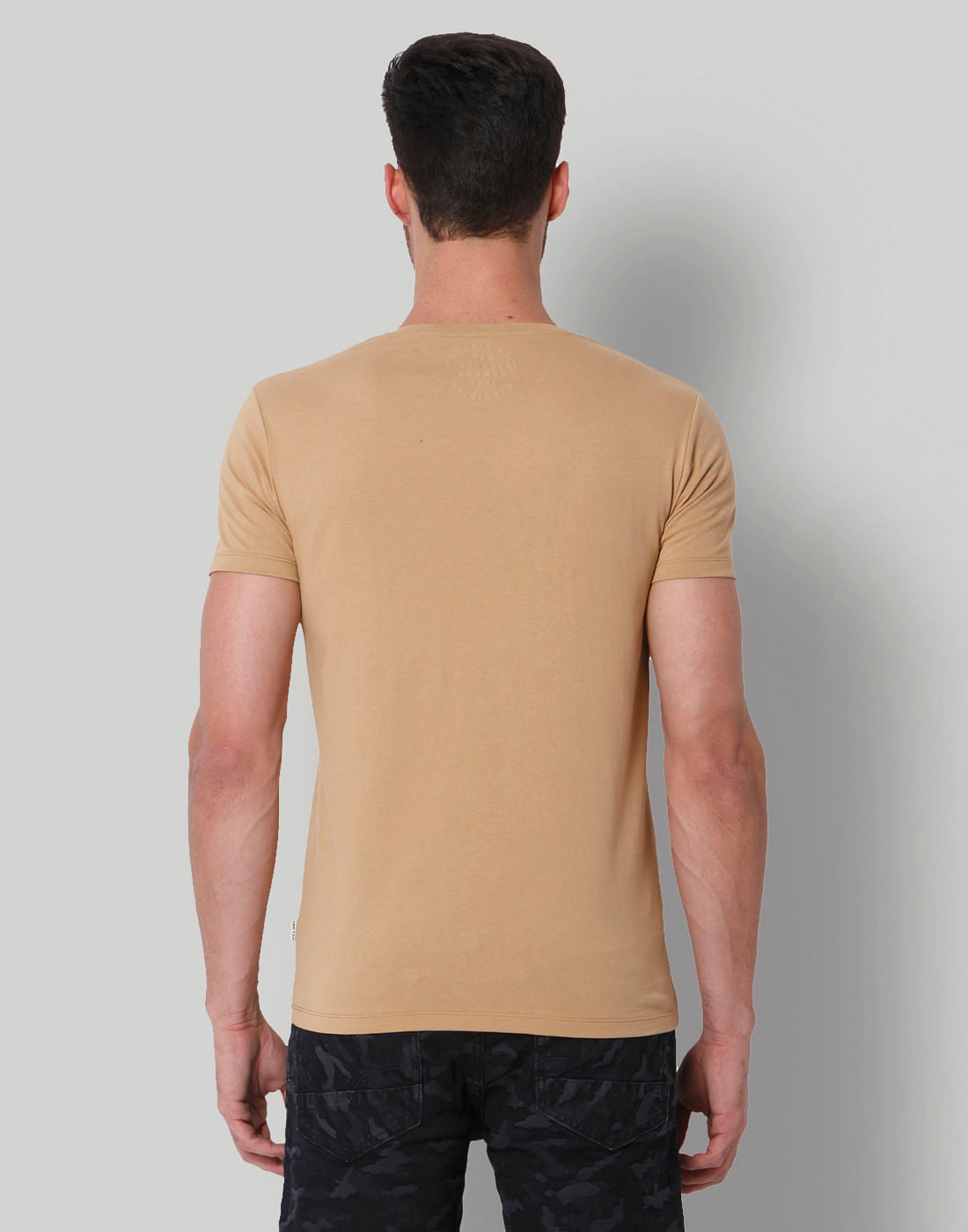 Cream Text Print Crew Neck T-Shirt