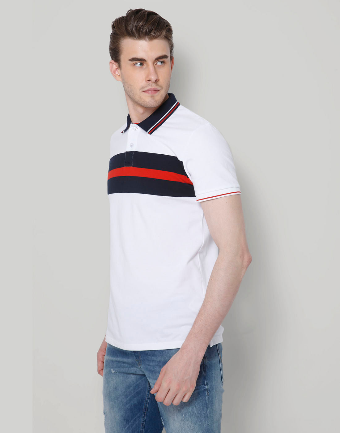White Striped Polo T-Shirt