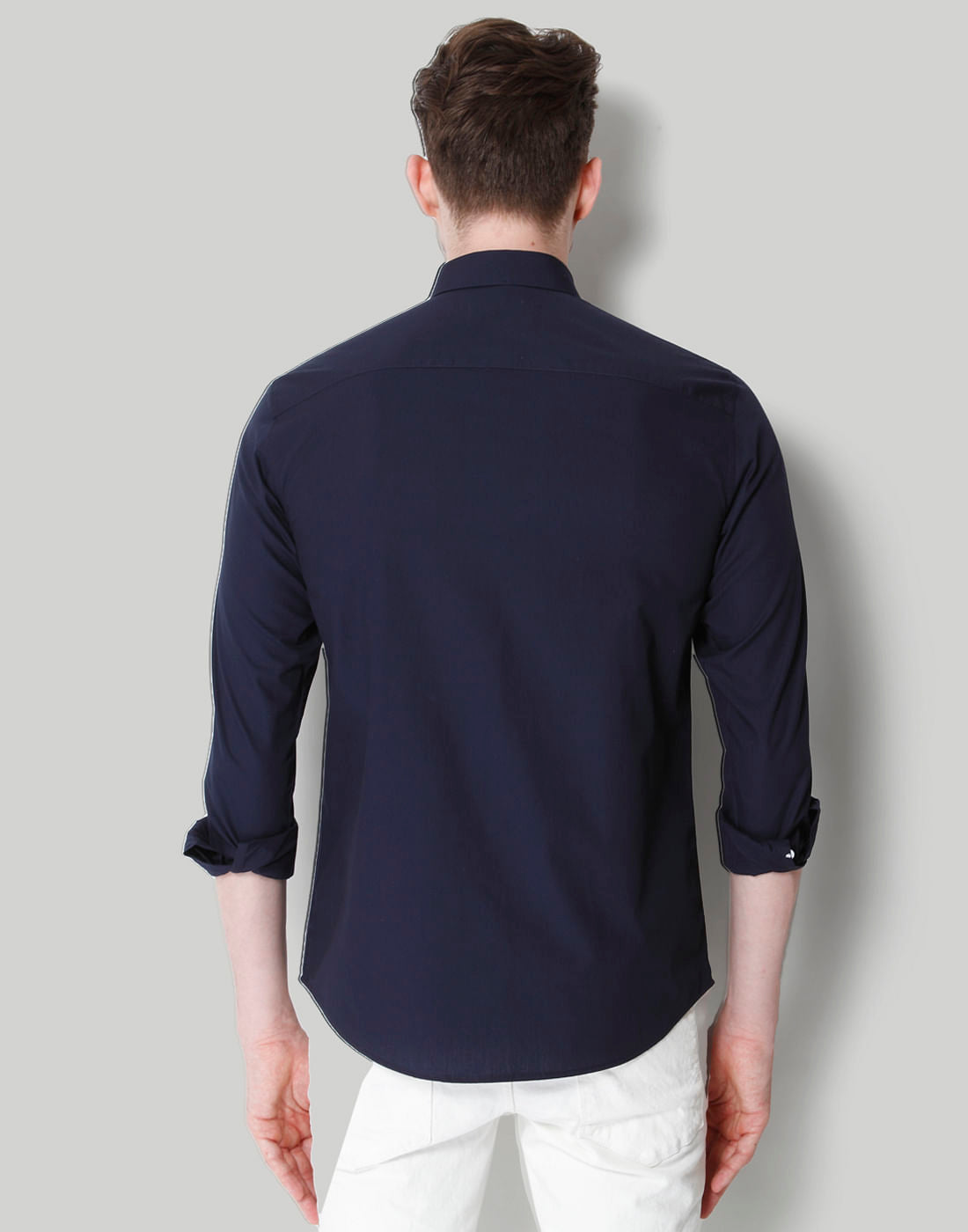Dark Blue Colour Blocked Shirt