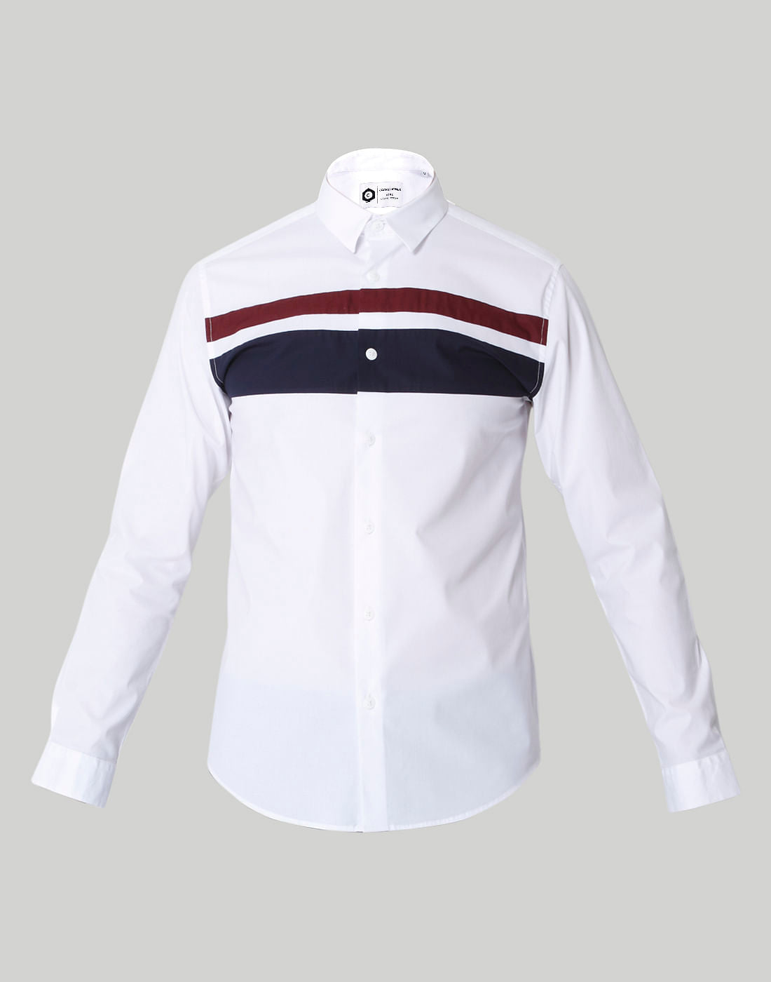 White Colour Blocked Shirt