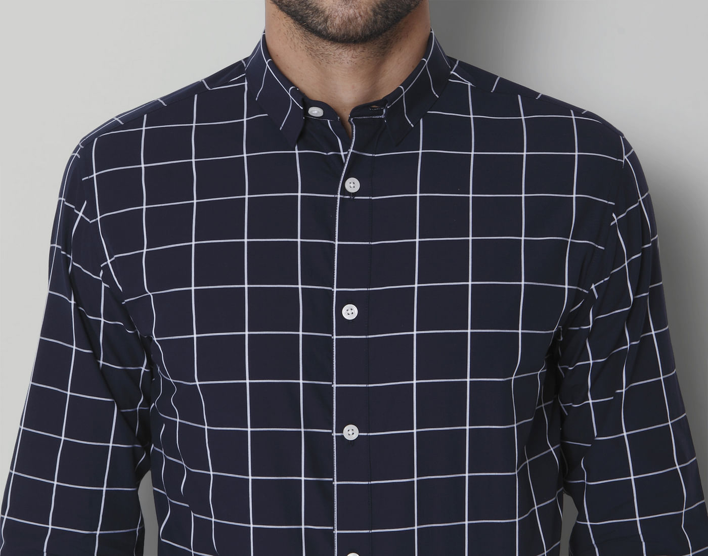 Navy Blue Check Shirt